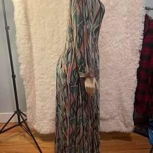 Bl^NK Abstract Button Down Long Dress w/ Pockets